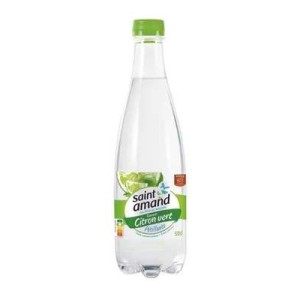 Eau minérale gazeuse aromatisée au citron vert, Saint Amand (50 cl)