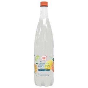 Boisson à base d'eau minérale naturelle gazéifiée aromatisée saveur agrumes, U (1 L)