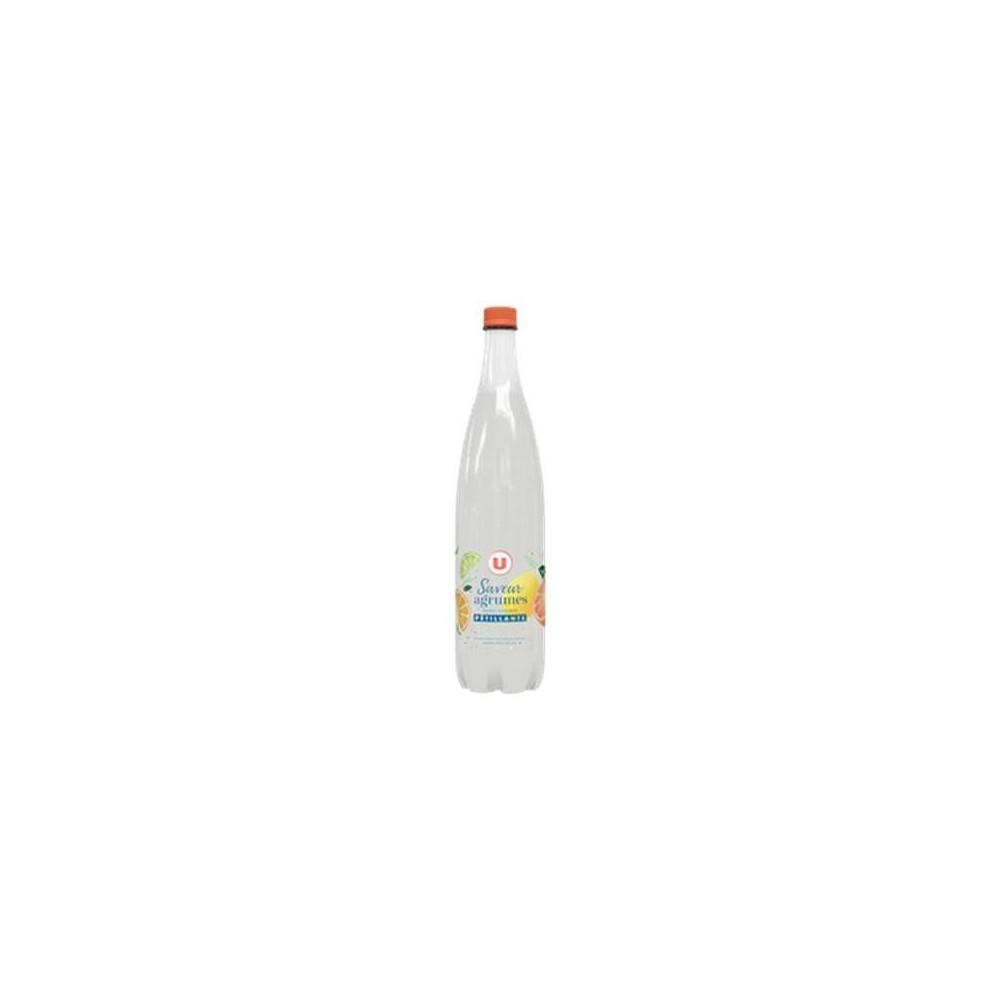 Boisson à base d'eau minérale naturelle gazéifiée aromatisée saveur agrumes, U (1 L)