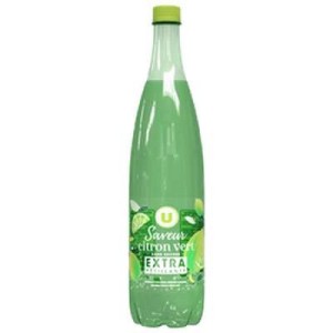 Boisson à base d'eau gazeuse extra pétillant saveur citron vert sans sucre, U (1 L)