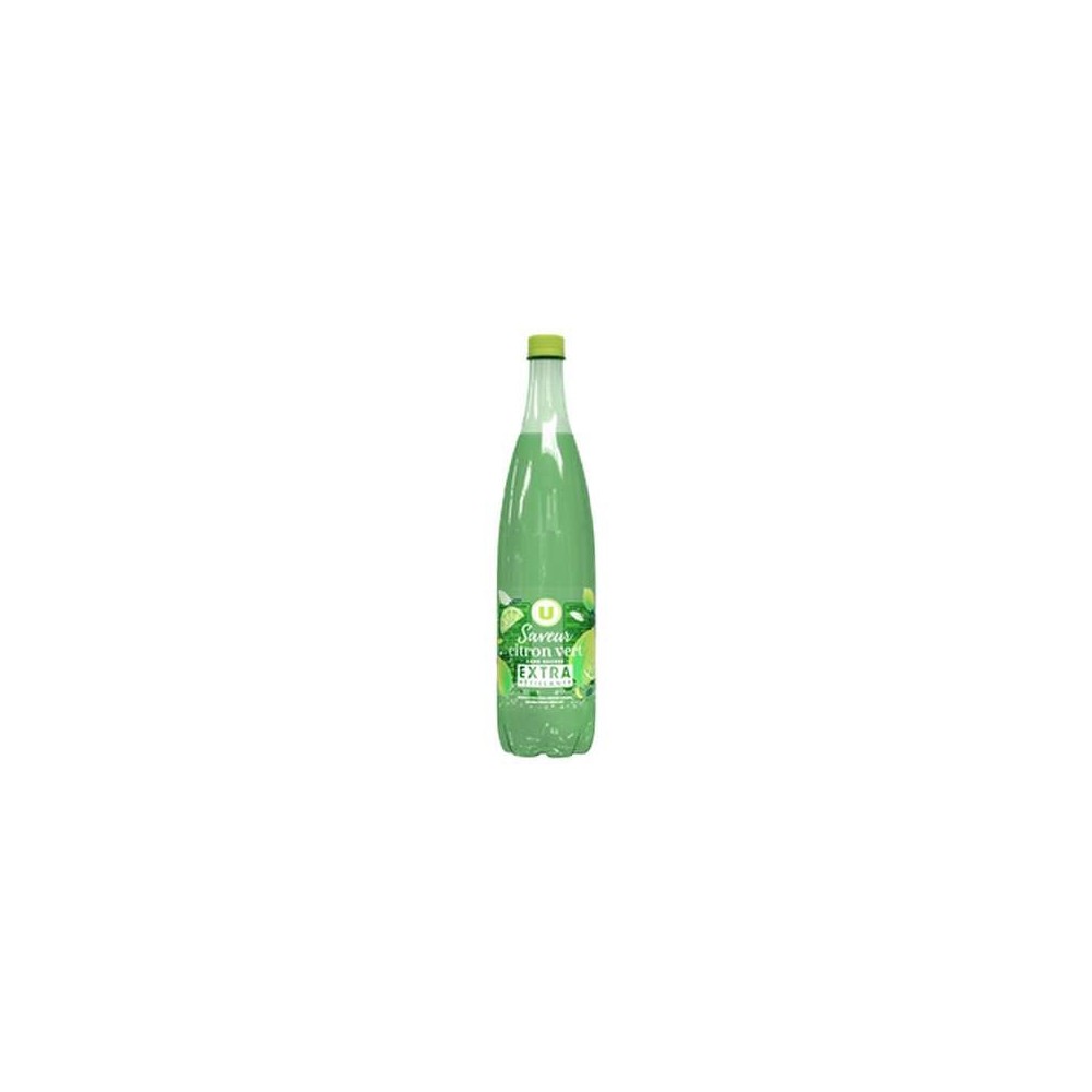 Boisson à base d'eau gazeuse extra pétillant saveur citron vert sans sucre, U (1 L)
