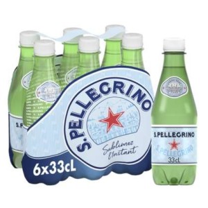 Pack d'eau minérale naturelle pétillante, San Pellegrino (6 x 33 cl)