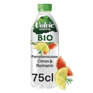 Eau minérale naturelle aromatisée citron pamplemousse & romarin BIO, Volvic (75 cl)