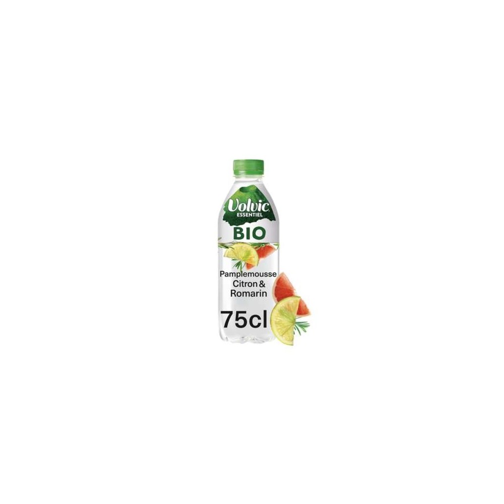 Eau minérale naturelle aromatisée citron pamplemousse & romarin BIO, Volvic (75 cl)