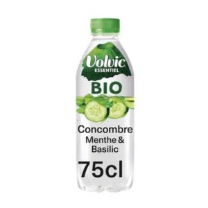 Eau minérale naturelle aromatisée concombre menthe & basilic BIO, Volvic (75 cl)