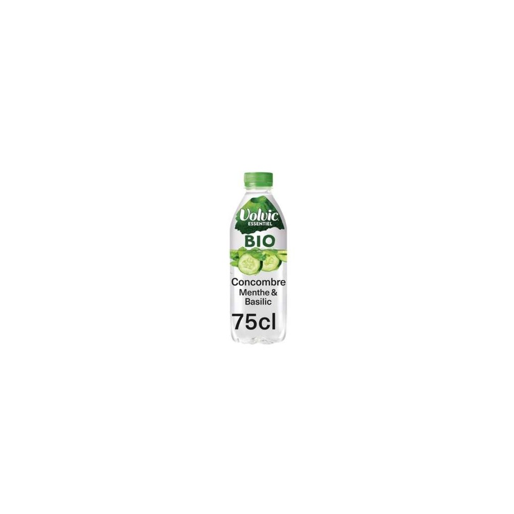 Eau minérale naturelle aromatisée concombre menthe & basilic BIO, Volvic (75 cl)