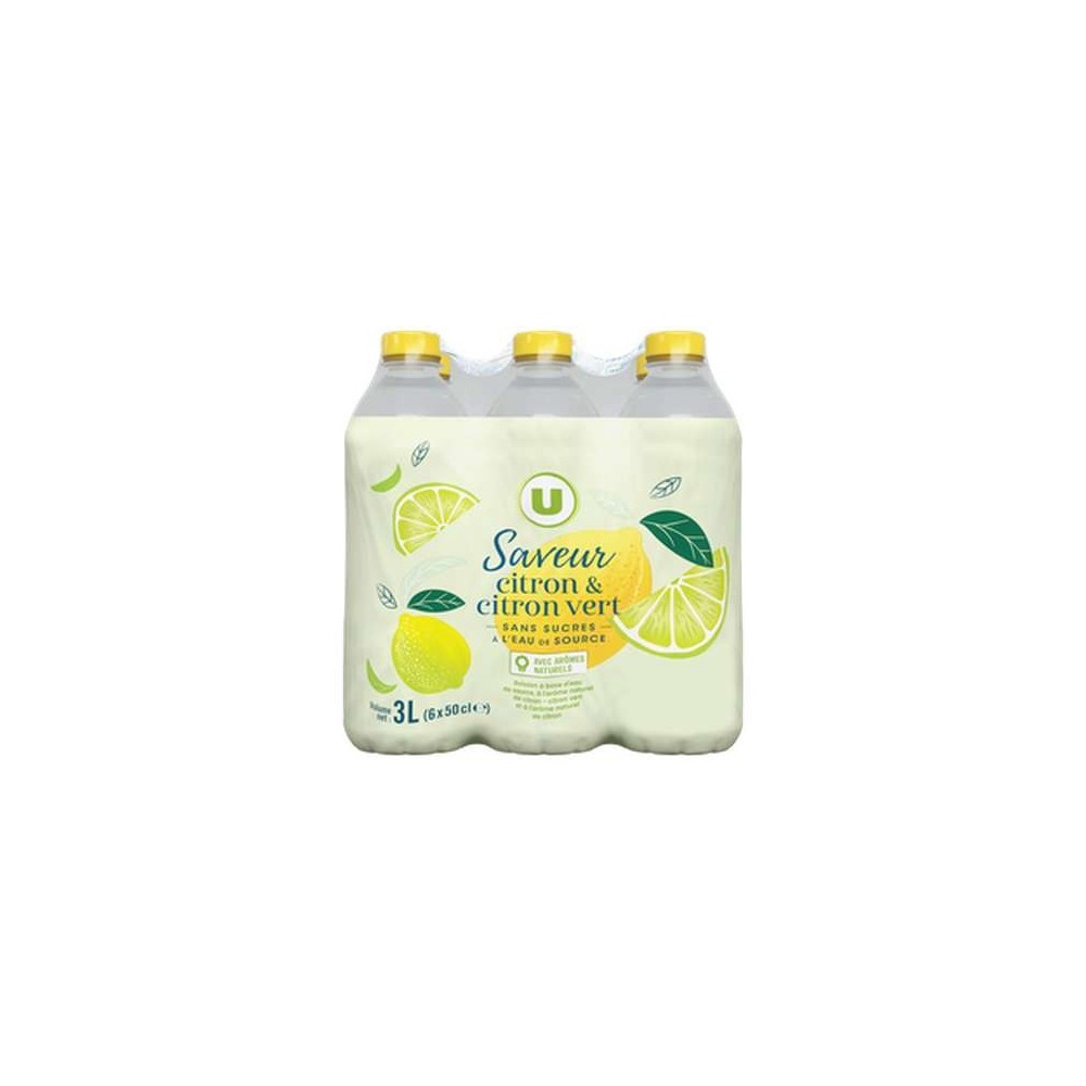 Pack d'eau de source aromatisée citron citron vert, U (6 x 50 cl)