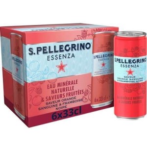 Pack de boisson gazeuse aromatisée orange sanguine et framboise noire, San Pellegrino (6 x 33 cl)