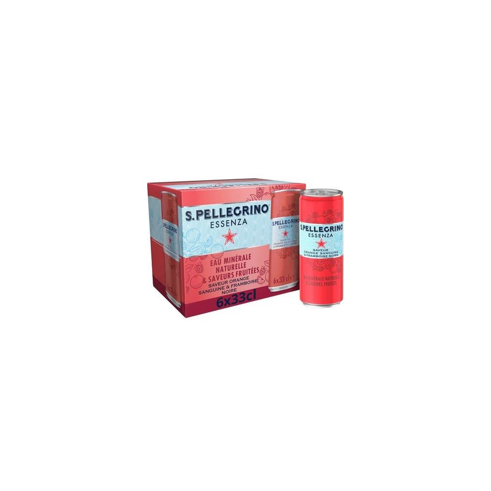 Pack de boisson gazeuse aromatisée orange sanguine et framboise noire, San Pellegrino (6 x 33 cl)
