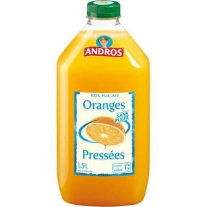 Jus d'oranges pressées sans pulpe frais, Andros (1.5 L)