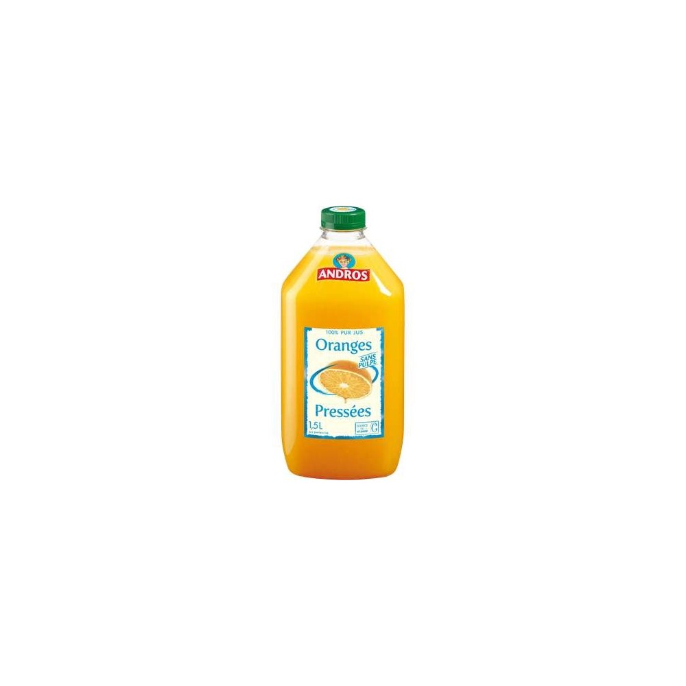 Jus d'oranges pressées sans pulpe frais, Andros (1.5 L)