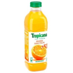 Jus d'orange 100% pressé sans pulpe et sans sucres, Tropicana (1 L)
