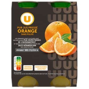 Pur jus orange U bouteille en verre, U (4 x 20 cl)