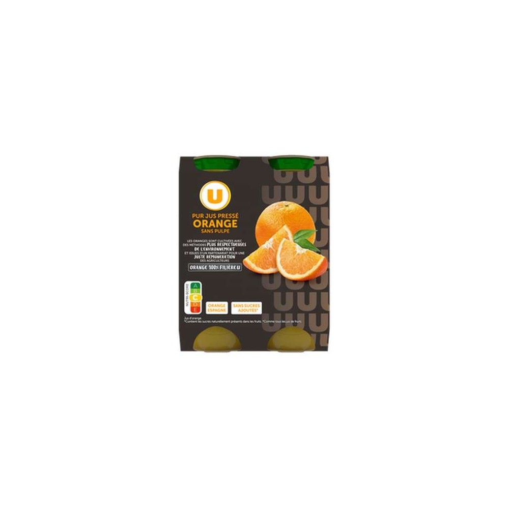 Pur jus orange U bouteille en verre, U (4 x 20 cl)