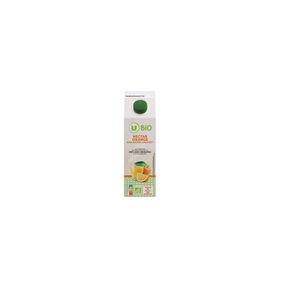 Nectar d'orange sans sucres ajoutés BIO, U bio (1 L)