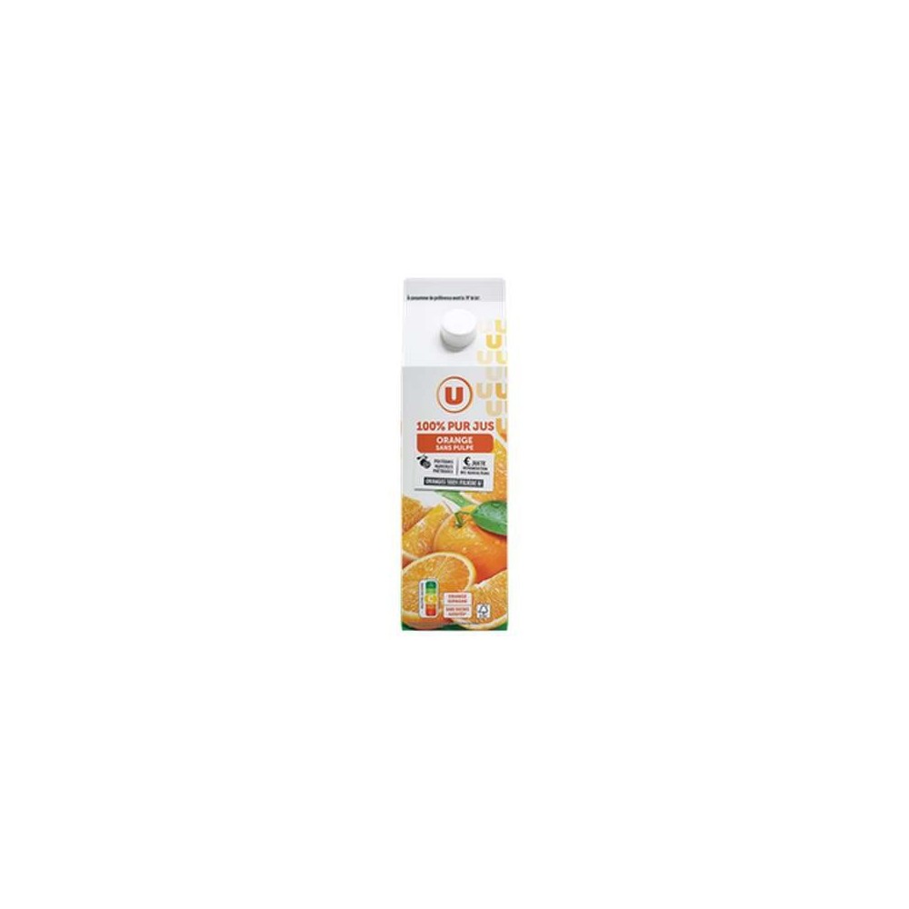 Pur jus d'orange filière U sans pulpe, U (2 L)