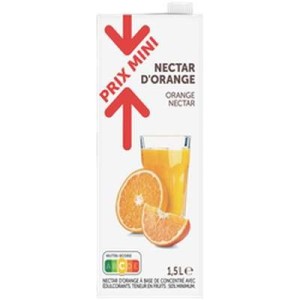 Nectar d'orange, Prix Mini (1,5 L)