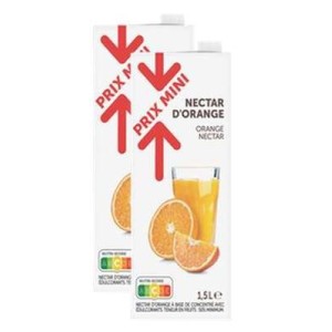 Nectar d'orange, Prix Mini (Lot de 2x 1,5 L)