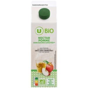 Nectar de pomme sans sucres ajoutés BIO, U bio (1 L)