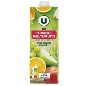 Jus à base de concentré d'orange et multifruits, U (1 L)