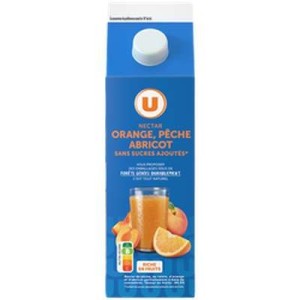 Nectar de fruits orange/pêche/abricot sans sucres ajoutés, U (2 L)