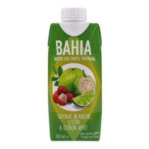 Boisson exotique au jus de Goyave Blanche Litchi Citron Vert, Bahia (33 cl)