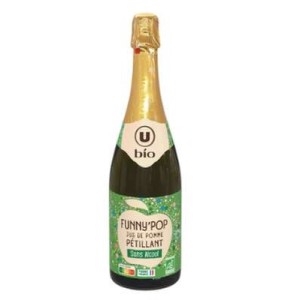Jus de pomme pétillant Mat & Lou BIO, U BIO (75 cl)