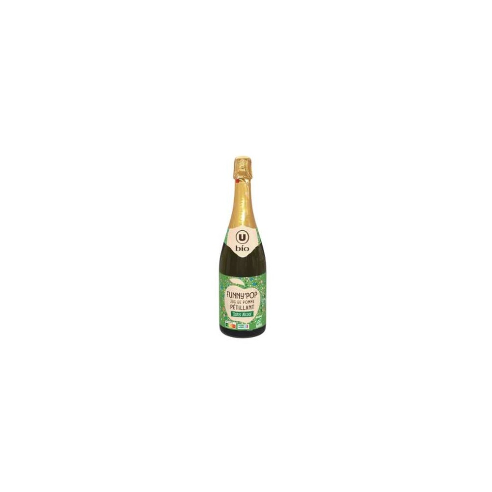 Jus de pomme pétillant Mat & Lou BIO, U BIO (75 cl)