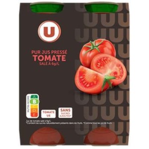 Pur jus de tomate bouteille en verre, U (4 x 20 cl)