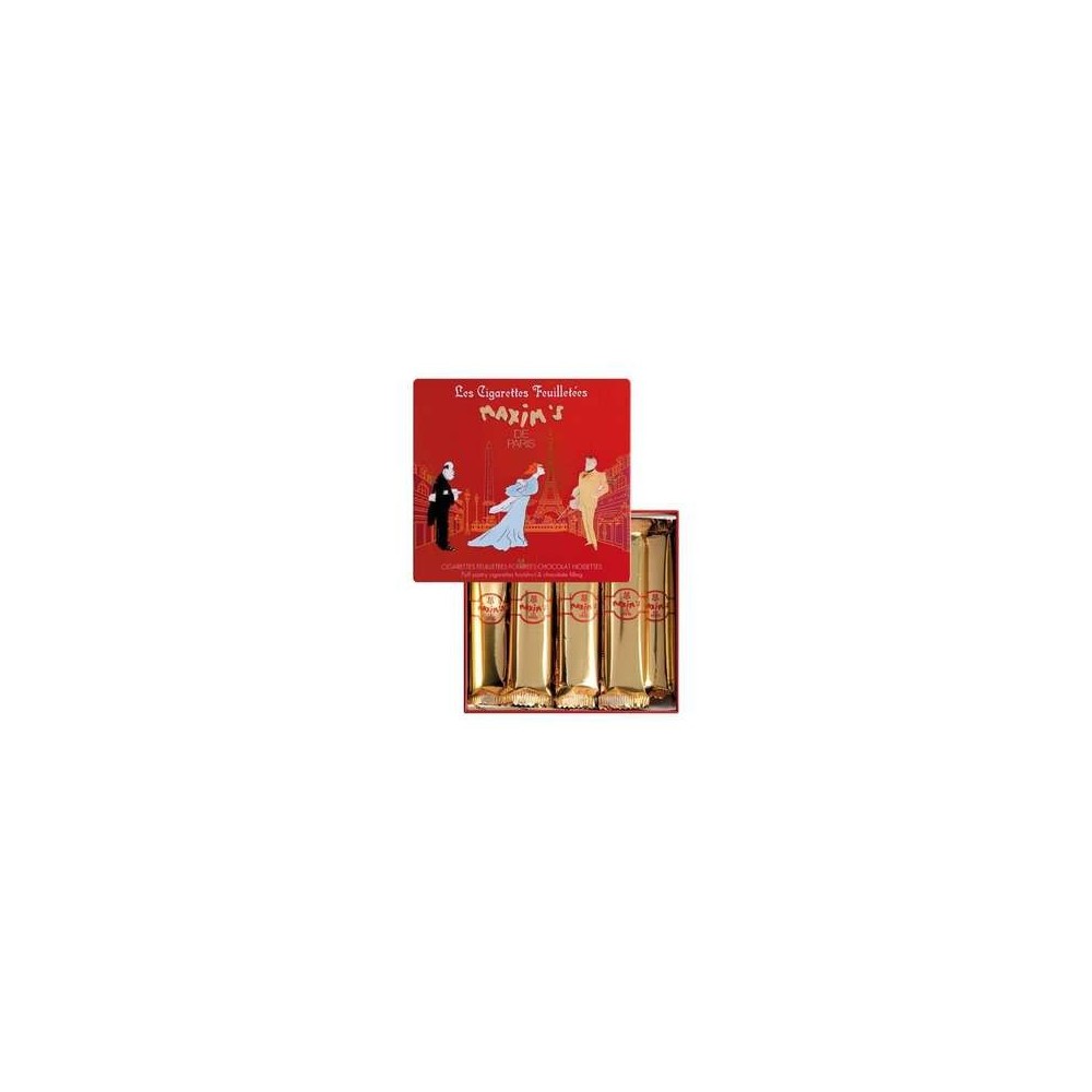 Coffret 16 cigarettes feuilletées chocolat noisette, Maxim's (90 g)