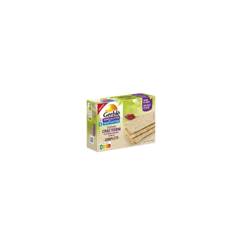 Tartines crac'form à la farine d'avoine et de riz complets sans gluten, Gerblé (210 g)