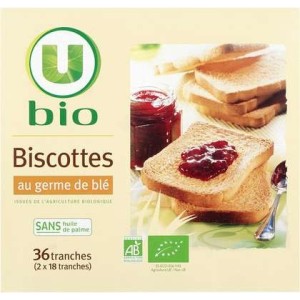 Biscottes au germes de blé, U BIO (300 g)