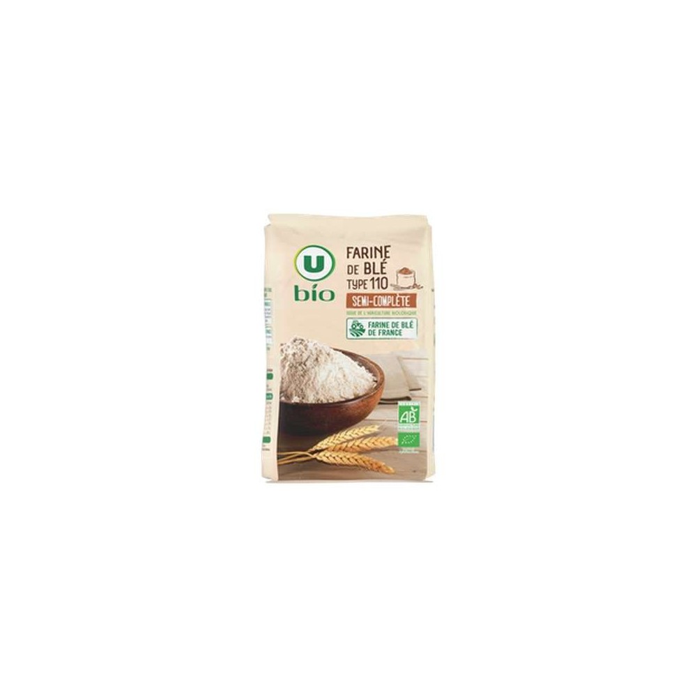 Farine de blé T110 semi-complète sur meule de pierre BIO, U (1 Kg)