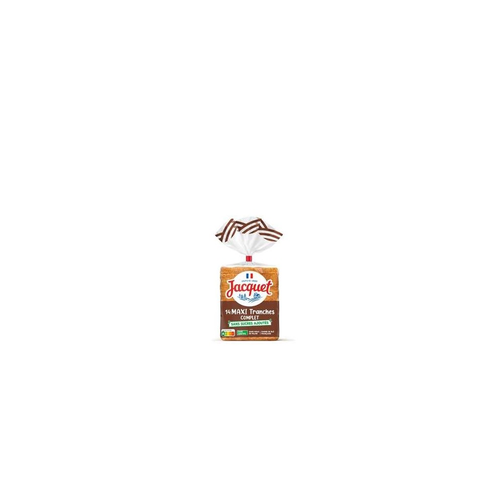 Pain de mie complet maxi tranches sans sucre ajouté, Jacquet (550 g)