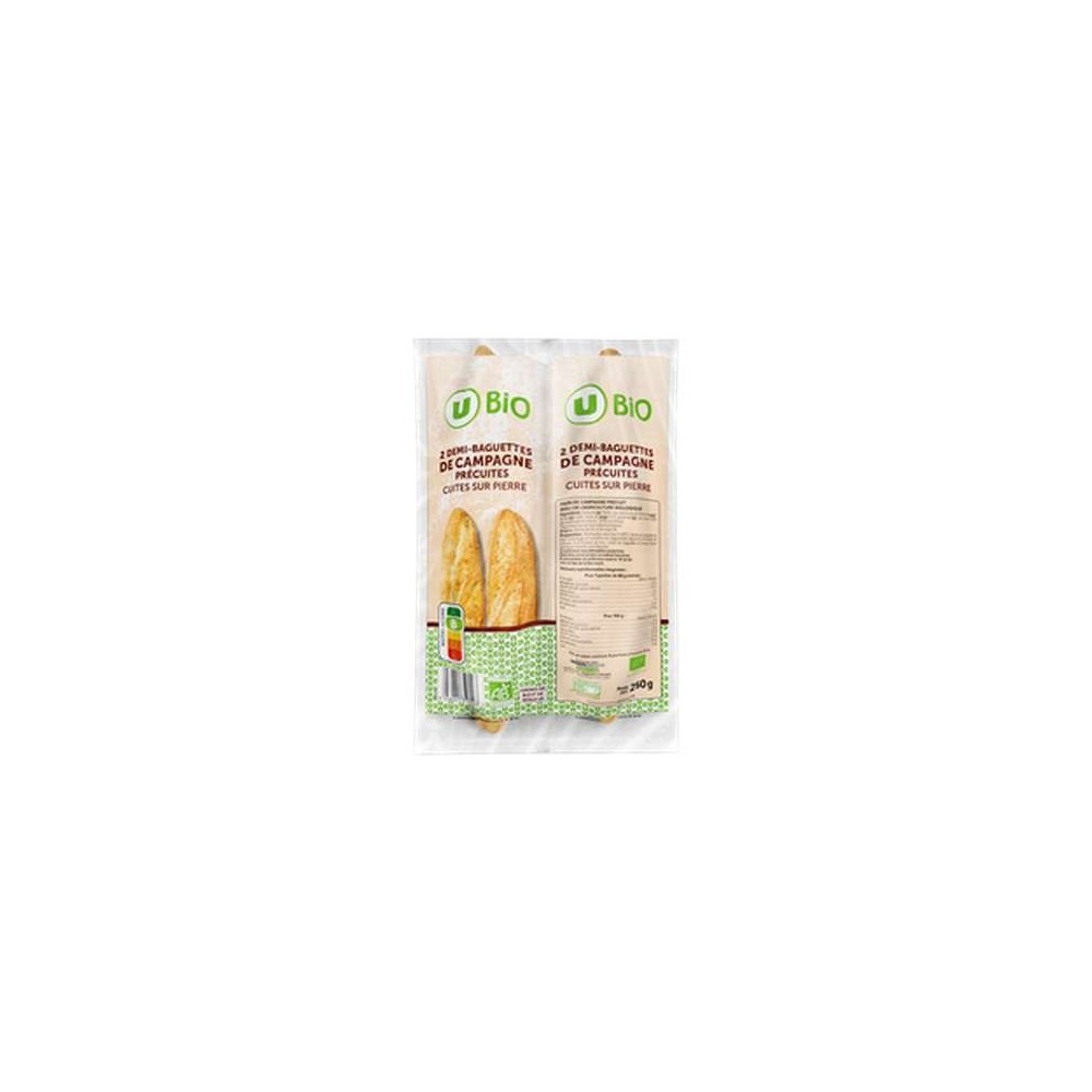 Demi baguette de campagne précuite BIO, U (2 x 125 g)