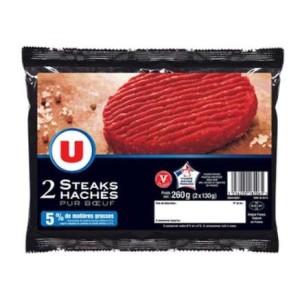 U
Steak haché pur boeuf 5% MG, U (x 2, 260 g)