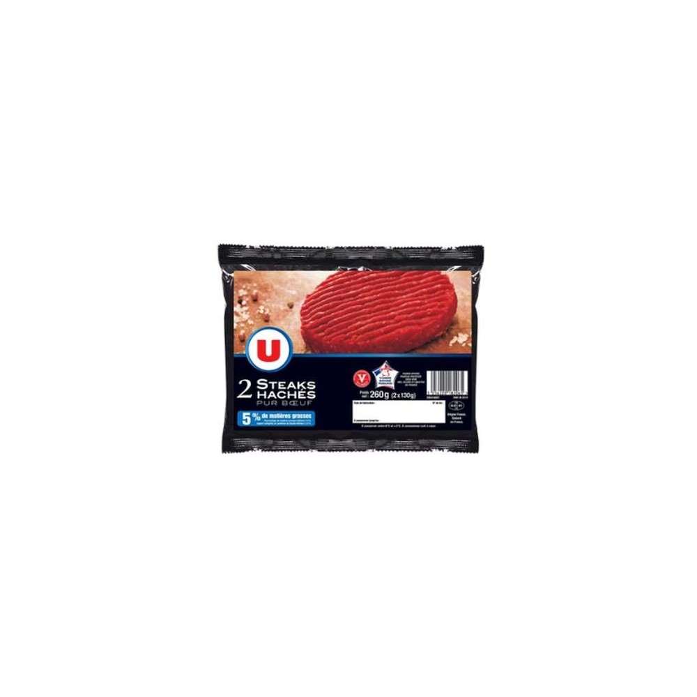 U
Steak haché pur boeuf 5% MG, U (x 2, 260 g)