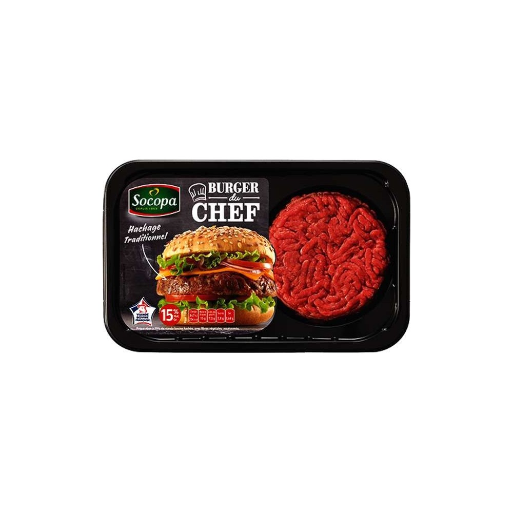 Burger du Chef nature 15% de MG, Socopa (x 2, 250 g)