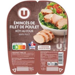 U
Emincés de filet de poulet rôti au four, U (2 x 75 g)