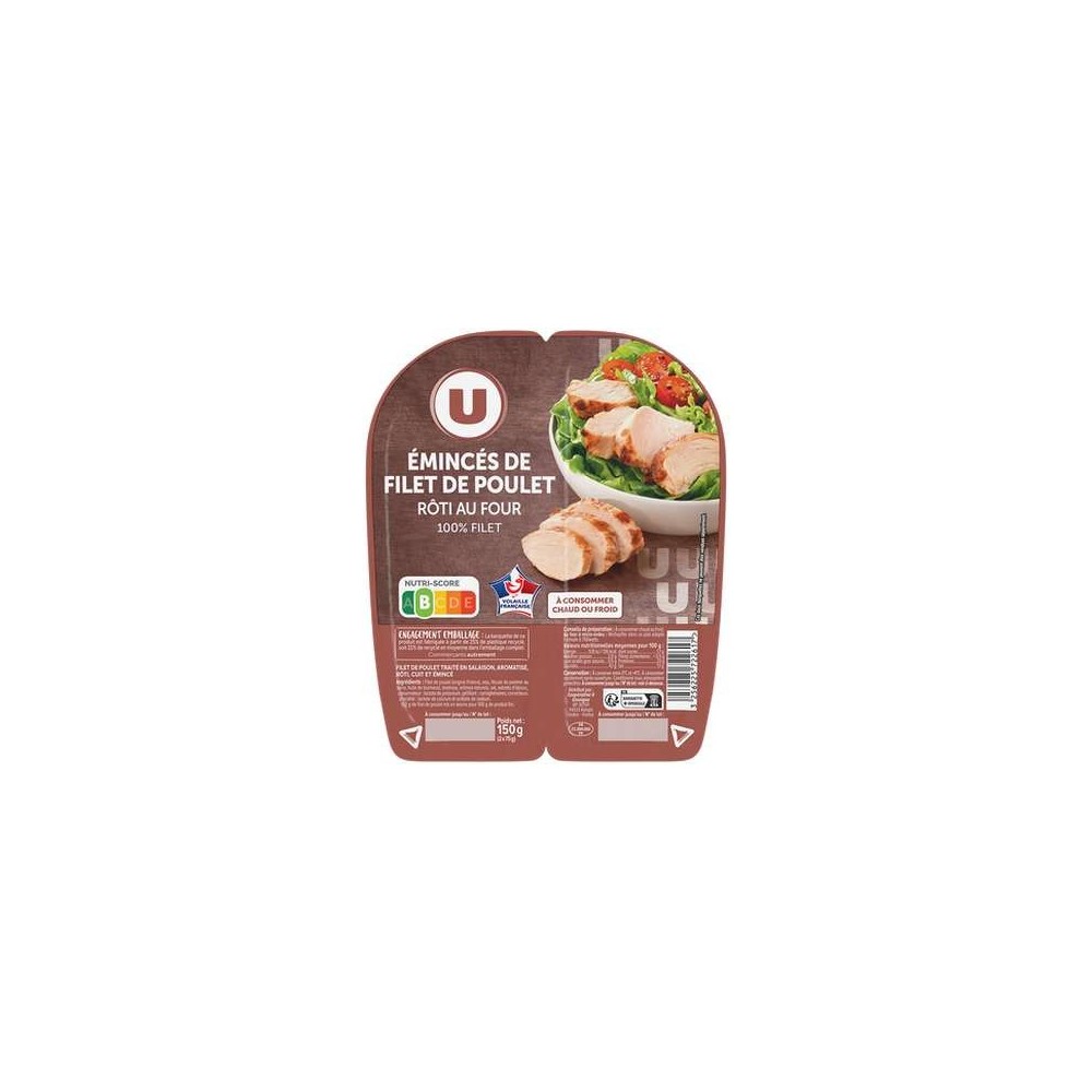 U
Emincés de filet de poulet rôti au four, U (2 x 75 g)