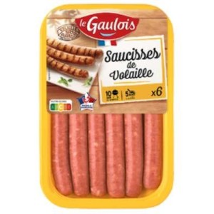 Saucisses volaille nature, Le Gaulois (x 6, 300 g)