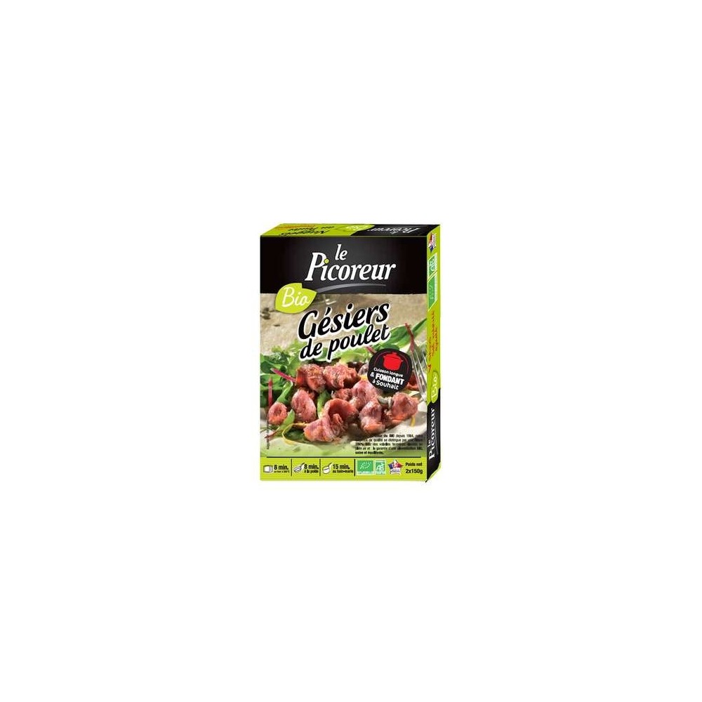 Gésiers de poulet "cuisinés en confit" BIO, Le Picoreur, (300 g)