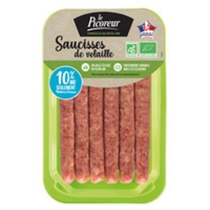 Le Picoreur
Saucisses de volaille nature sous atmosphère protectrice BIO, Le Picoreur (x 6, 300 g)
