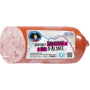 Tempé
Véritable saucisse à l'ail d'Alsace supérieure coupe biseau, Tempé (400 g)