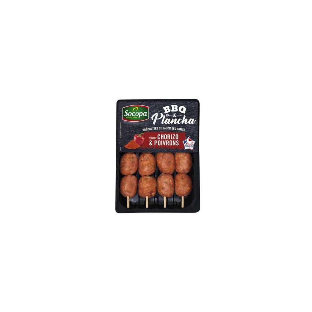 Socopa
Brochettes de saucisses cuites saveur chorizo et poivrons, Socopa (300 g)