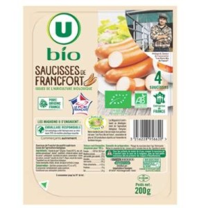 U BIO
Saucisses de Francfort, U BIO (x4, 200 g)