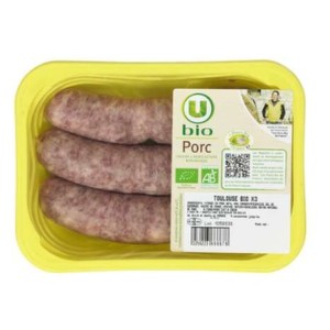 U BIO
Saucisse de Toulouse BIO, U BIO (x3, 300 g)
