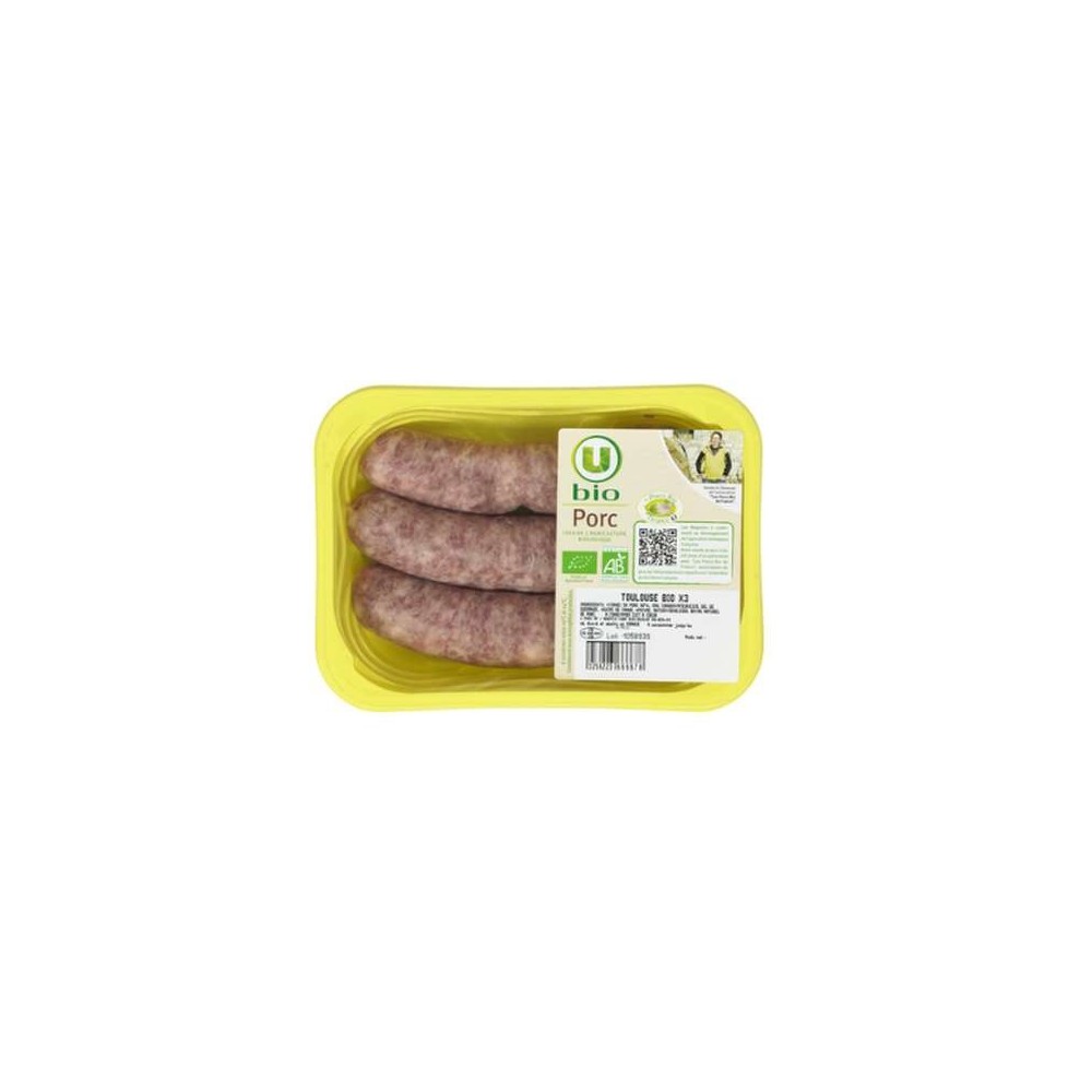 U BIO
Saucisse de Toulouse BIO, U BIO (x3, 300 g)