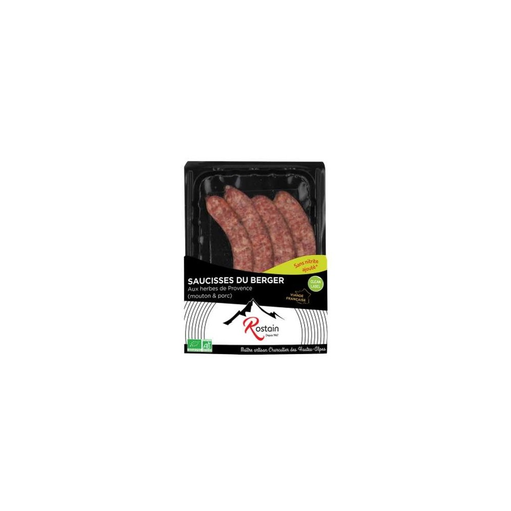 Saucisses du berger aux herbes de Provence BIO, Rostain (x 4, 220 g)