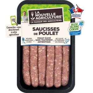 Saucisses de poulet, La Nouvelle Agriculture (x 6, 300 g)
